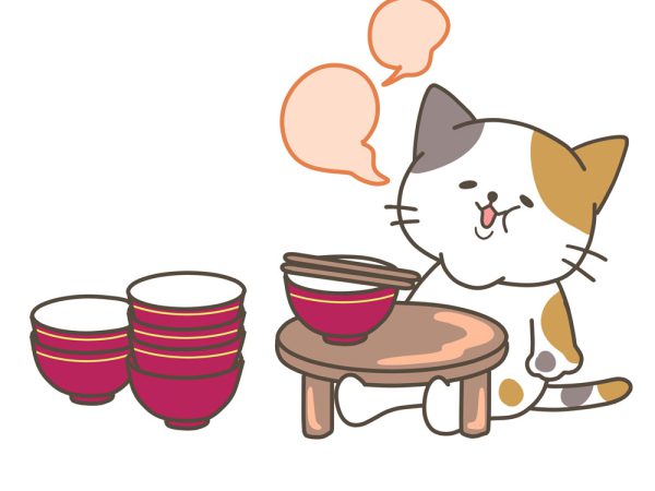 エサを沢山食べてお腹いっぱいのネコ